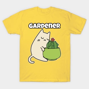 Dwarf chin Cacti hugging Cat Gardener Sticker T-Shirt